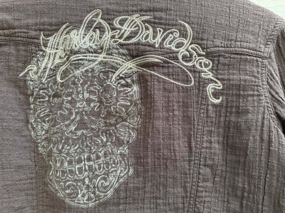 Harley Davidson Shirt Size XL Black Embroidered Skull